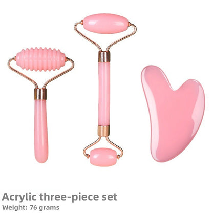 Rouleau de massage facial en r�sine cristal et ensemble de planche Gua Sha