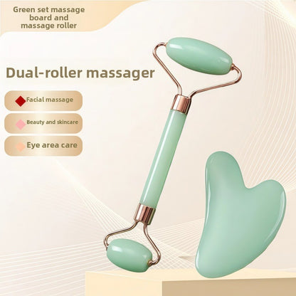 Rouleau de massage facial en r�sine cristal et ensemble de planche Gua Sha