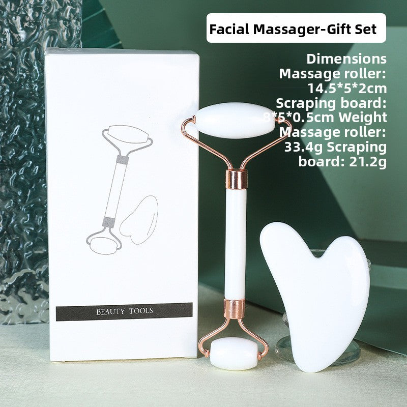 Rouleau de massage facial en r�sine cristal et ensemble de planche Gua Sha