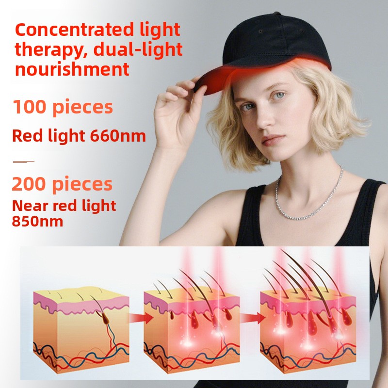 Bonnet de luminoth�rapie LED rouge avec chaleur infrarouge pour la croissance des cheveux