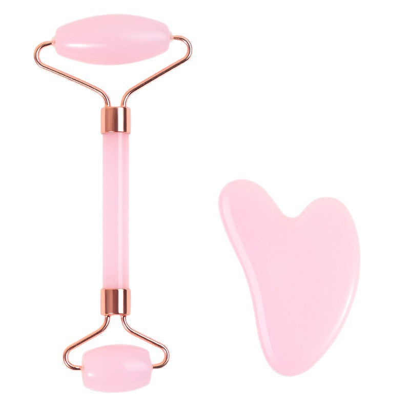 Rouleau de massage facial en r�sine cristal et ensemble de planche Gua Sha