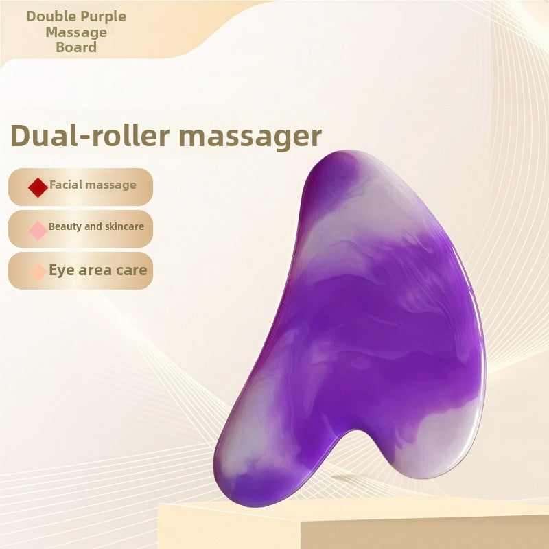 Rouleau de massage facial en r�sine cristal et ensemble de planche Gua Sha