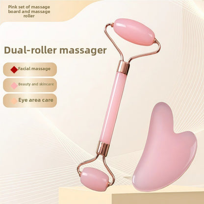 Rouleau de massage facial en r�sine cristal et ensemble de planche Gua Sha