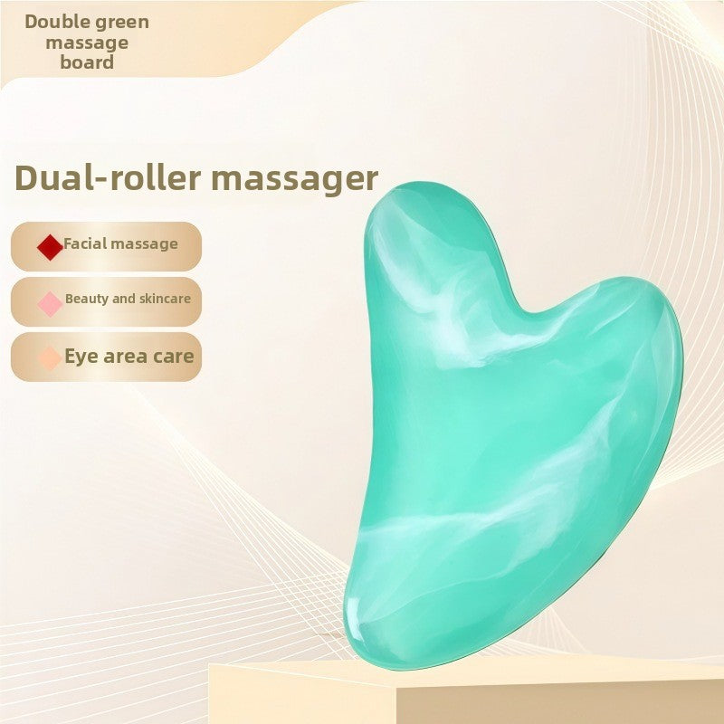 Rouleau de massage facial en r�sine cristal et ensemble de planche Gua Sha