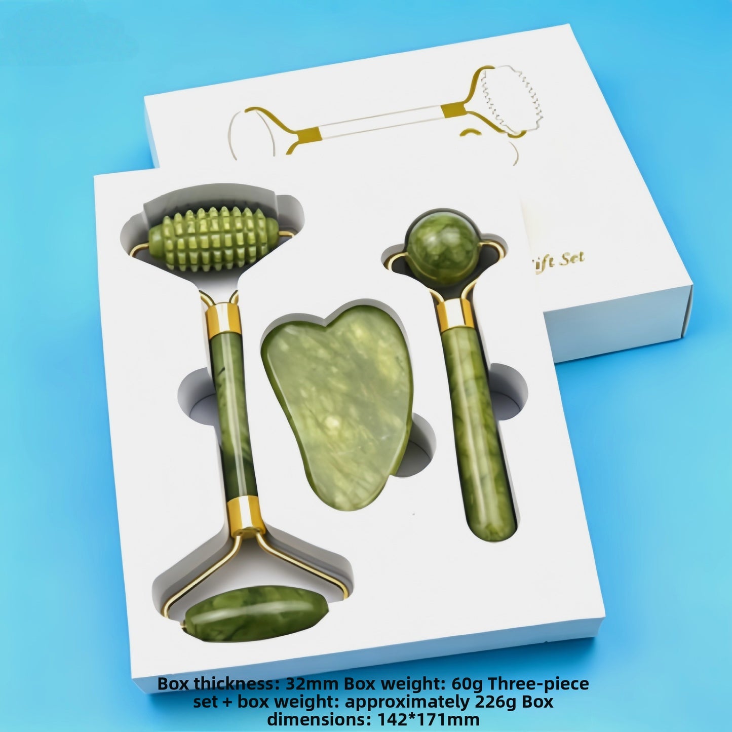 Rouleau de massage facial en r�sine cristal et ensemble de planche Gua Sha