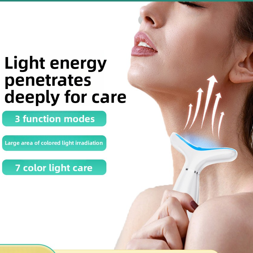 Appareil de soin du cou par luminoth�rapie sept couleurs avec microcourant EMS
