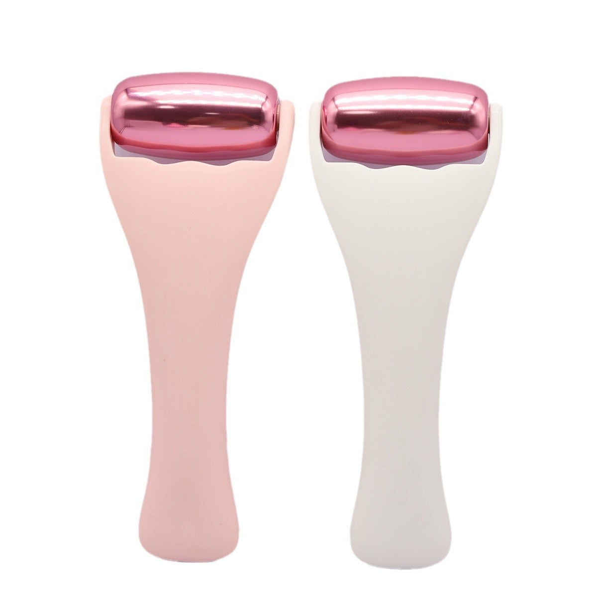 Rouleau de massage en m�tal dor� rose pour le visage et le corps, th�rapie par le froid