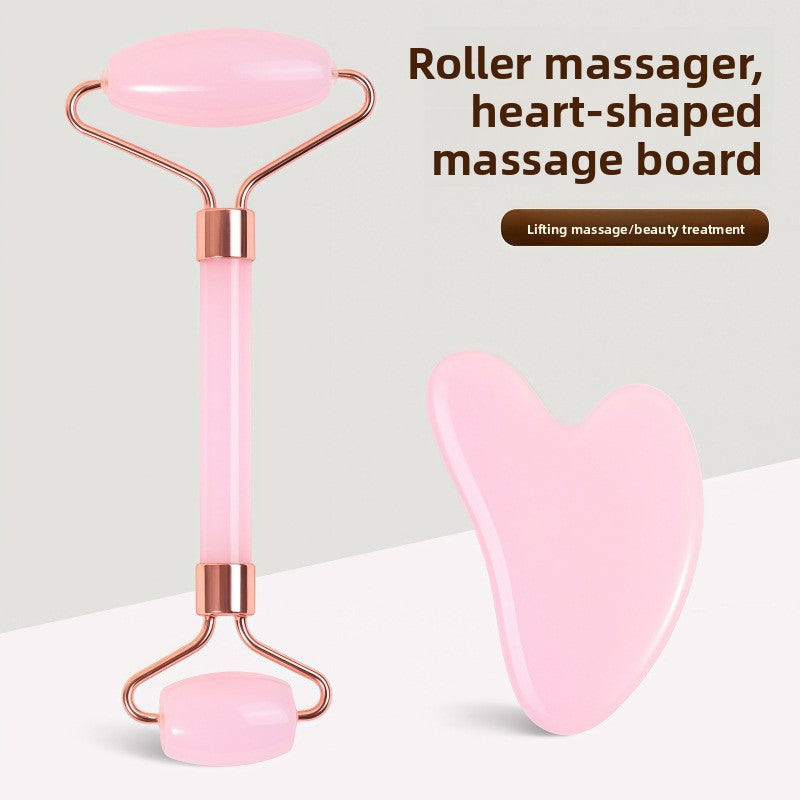 Rouleau de massage facial en r�sine cristal et ensemble de planche Gua Sha