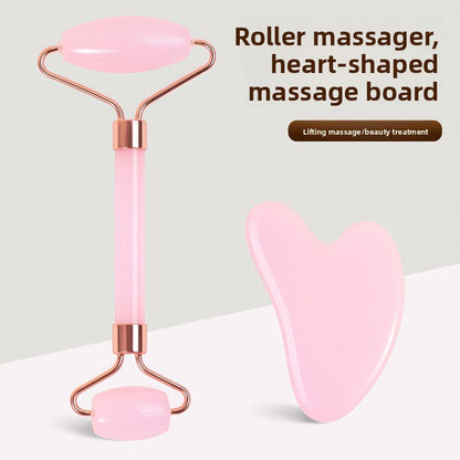 Rouleau de massage facial en r�sine cristal et ensemble de planche Gua Sha