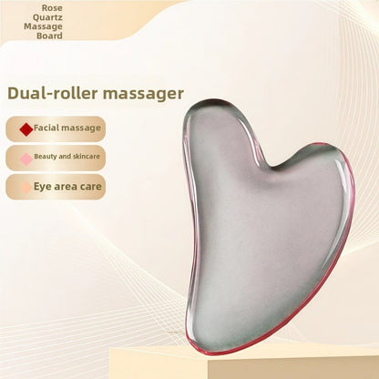 Rouleau de massage facial en r�sine cristal et ensemble de planche Gua Sha