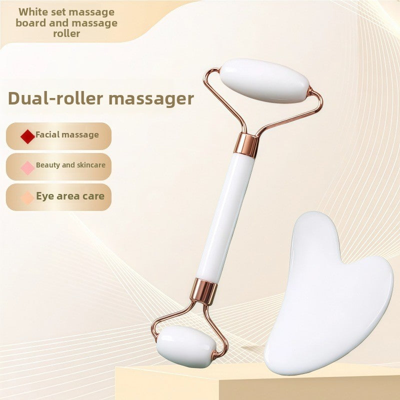 Rouleau de massage facial en r�sine cristal et ensemble de planche Gua Sha