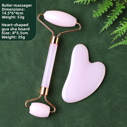 Rouleau de massage facial en r�sine cristal et ensemble de planche Gua Sha