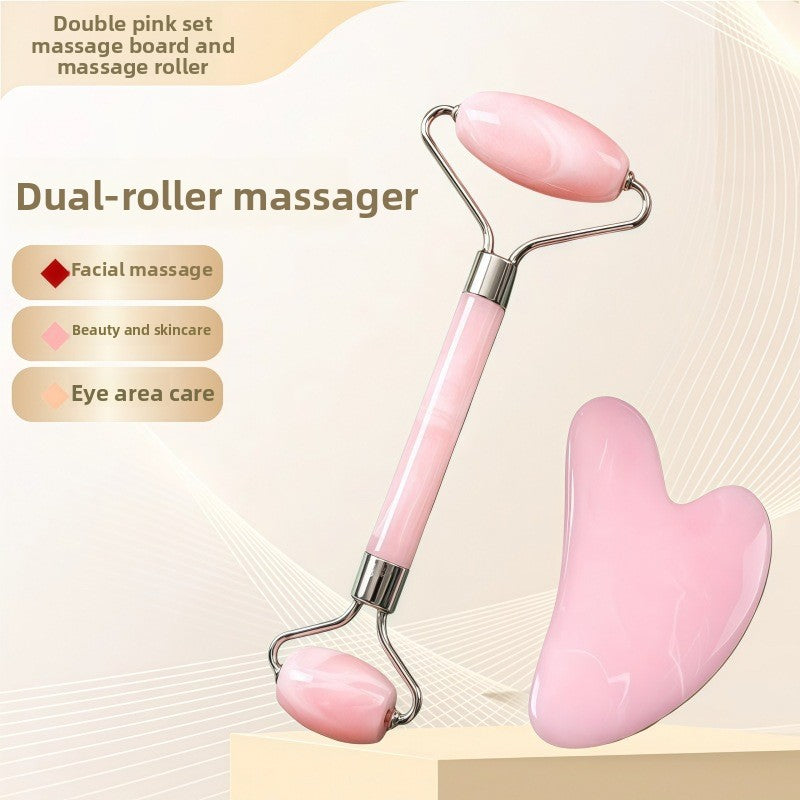 Rouleau de massage facial en r�sine cristal et ensemble de planche Gua Sha