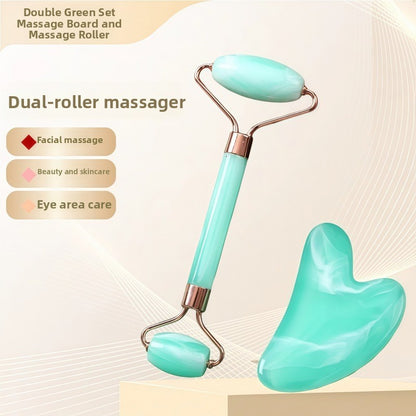 Rouleau de massage facial en r�sine cristal et ensemble de planche Gua Sha