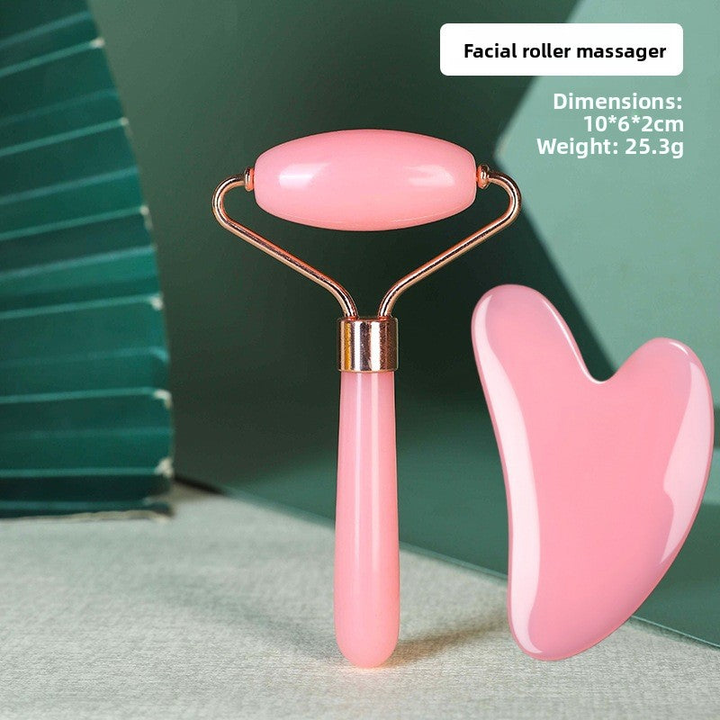 Rouleau de massage facial en r�sine cristal et ensemble de planche Gua Sha