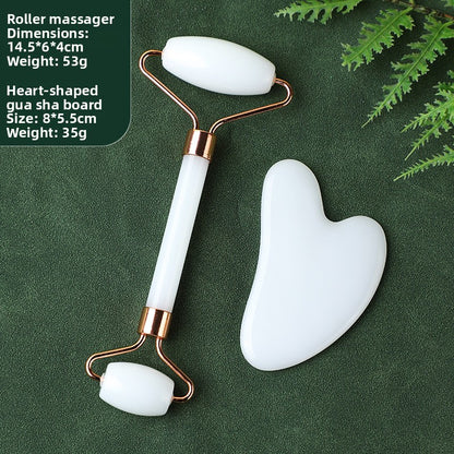 Rouleau de massage facial en r�sine cristal et ensemble de planche Gua Sha