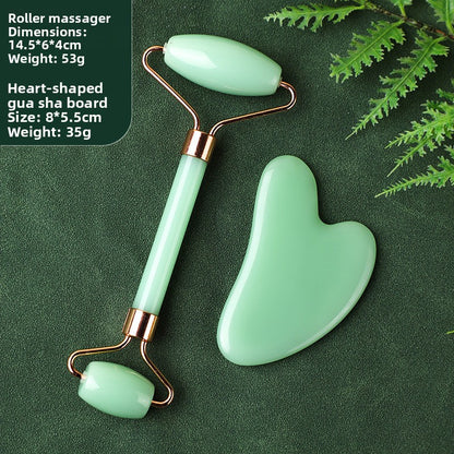 Rouleau de massage facial en r�sine cristal et ensemble de planche Gua Sha