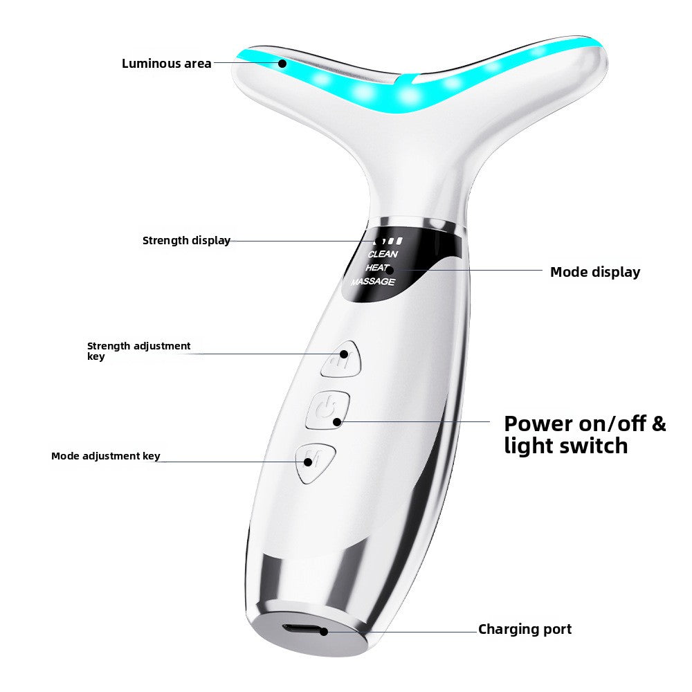 Appareil de soin du cou par luminoth�rapie sept couleurs avec microcourant EMS