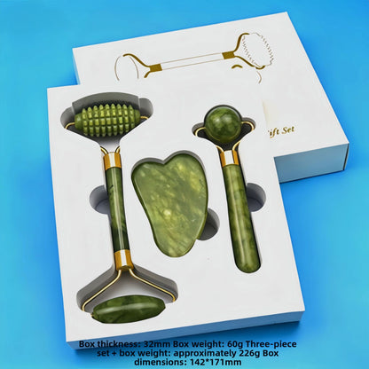 Rouleau de massage facial en r�sine cristal et ensemble de planche Gua Sha