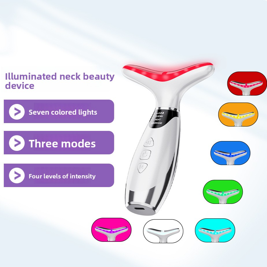 Appareil de soin du cou par luminoth�rapie sept couleurs avec microcourant EMS