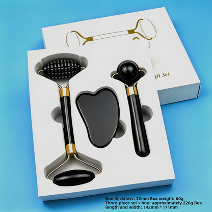 Rouleau de massage facial en r�sine cristal et ensemble de planche Gua Sha